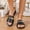 Black, variant on Women's Flat Slide Sandals with Gold Metal Bar Detail, Open Toe Minimalist Mules for Casual Summer Wear