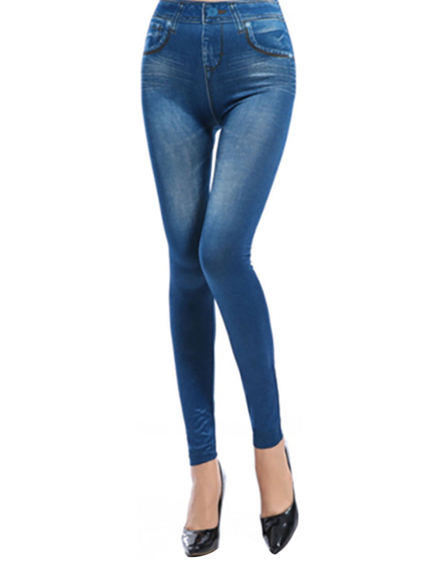 Long stretch jeans Womens denim high waist skinny pants slim trousers elastic