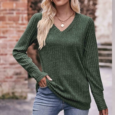 Womens Pullovers Cheap Solid Color Hoodies Womens Tunic Hoodies Pullover Womens Long Sleeve Tops Ribbed Pullover Women