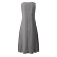 thumbnail image 4 of VSSSJ Womens Casual Summer Dresses Round Neck Sleeveless Loose Comfy Midi Solid Color Beach Holiday Flowy Long Dress with Pockets Gray XXL, 4 of 7