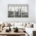 thumbnail image 3 of Elephant Stock Monochromatic Chicago Wall Art - Horizontal Multi Panel Canvas - Living Room Wall Decor - City Multi Panel - Gray And White Decor - 74" x 48", 3 of 8