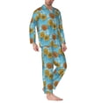 thumbnail image 2 of Honeii Sunflowers Pattern Mens Pajamas Set,2pcs Men's Lounge Long Sleeve Sleep Shirt and Pajama Bottoms Sleepwear Set,Mens Pjs Sets-Large, 2 of 7