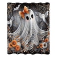 thumbnail image 3 of Coziro Gothic Lace Ghost with Orange Bow Halloween Shower Curtain 72x72 Dark Vintage Floral Waterproof Polyester Bathroom Decor Panel, Machine Washable, 3 of 10