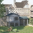 thumbnail image 2 of CHENZM 58" Rabbit Hutch, Wooden Bunny Hutch, Guinea Pig Cage, Small Animal Enclosure with Run Area, Removable Tray, Asphalt Roof, Lockable Doors and Ramp, Dark Gray, 2 of 18