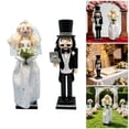 thumbnail image 2 of Yihuala Wooden Bridal Groom Figurine Hand Carved Wedding Nut Sculpture For Christmas Decoration Wedding Anniversary, 2 of 13