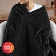 thumbnail image 2 of Sunbeam Extra Long Heated Throw Blanket Ribbed Velvet 4 Heat Settings Auto-Off Black 50 x 70, 2 of 15