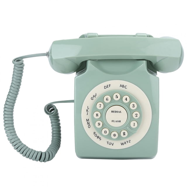 Teléfono Vintage Antiguo Europeo Vintage Teléfono Fijo Verde Llamada de Alta Definición Botón Transparente Grande