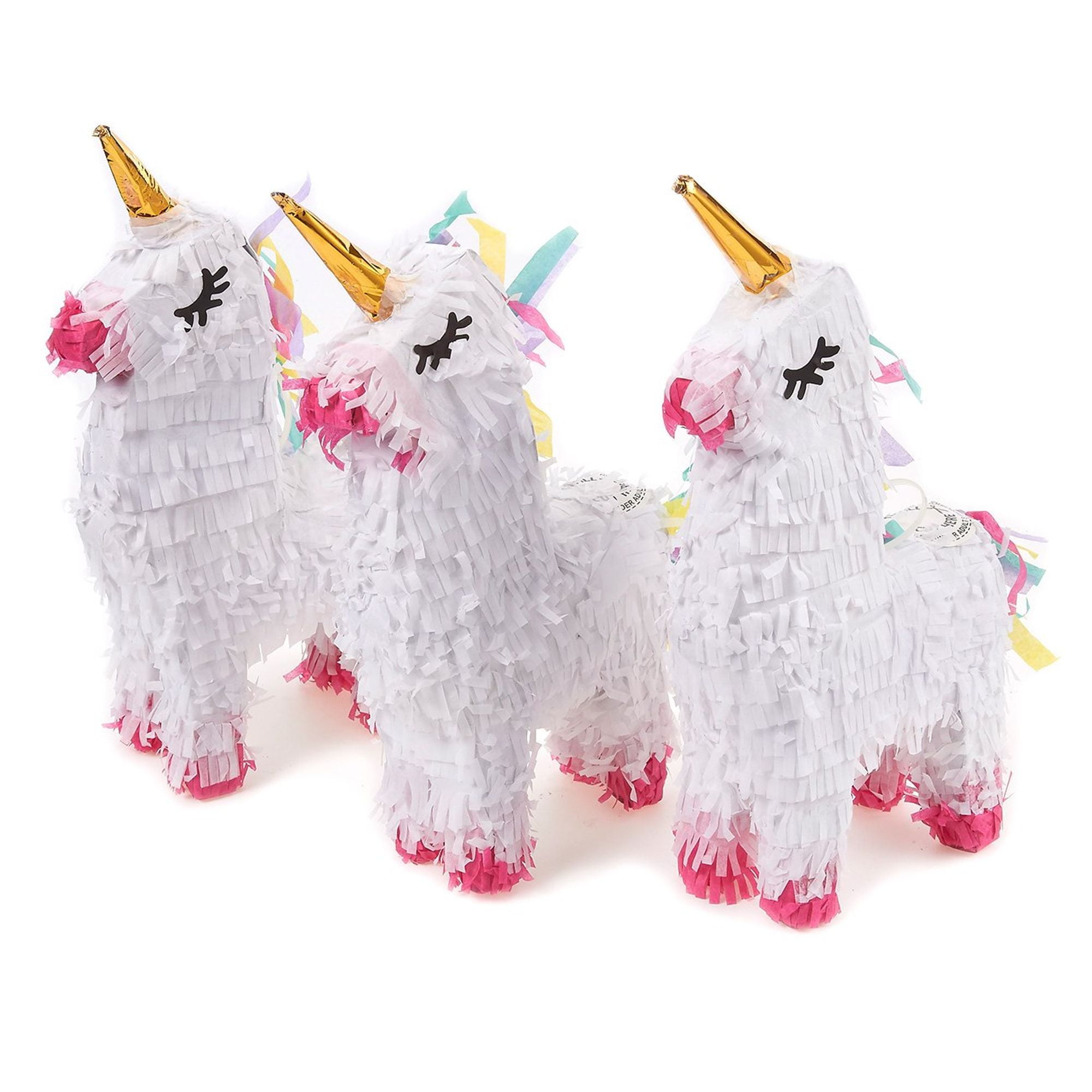 Blue Panda Pack of 3 Miniature Unicorn Pinatas - Mini-Sized White ...