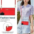 thumbnail image 4 of Crossbody Zipper Wallet Case for iPhone 16 6.1" with Card Holder, Lanyard Purse Cover [Removable Shoulder Strap] with Kickstand Function for Apple iPhone 16 Zip-Red, 4 of 18
