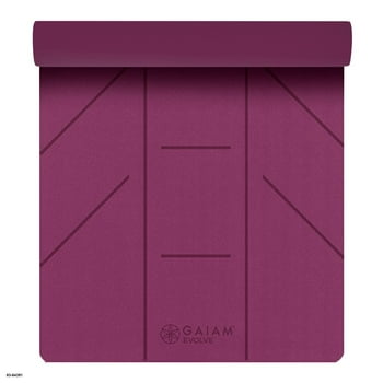 Evolve by Gaiam Ultra-Sticky Alignment Yoga Mat, Fuchsia, 6mm Thickness, Made from PVC