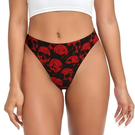 Thongs for Women - Red Skulls No Show Seamless Womens Thongs Underwear  Stretch G String Thongs for Women  Ladies Breathable Kawaii Thong Bikini Panties Briefs