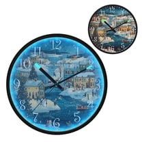 Voice Activated Clock with Glow Light 12 Inch Large Silent Wall Clock Battery Operated for Home Decor Whimsical Christmas Scene