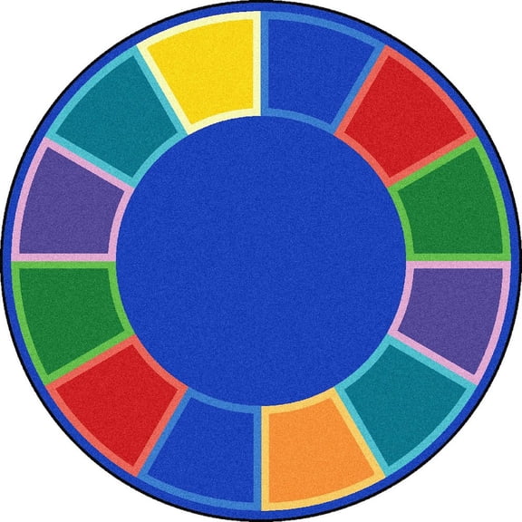 Joy Carpets Kid Essentials Color Tones 7'7" Round Area Rug in Color Multi