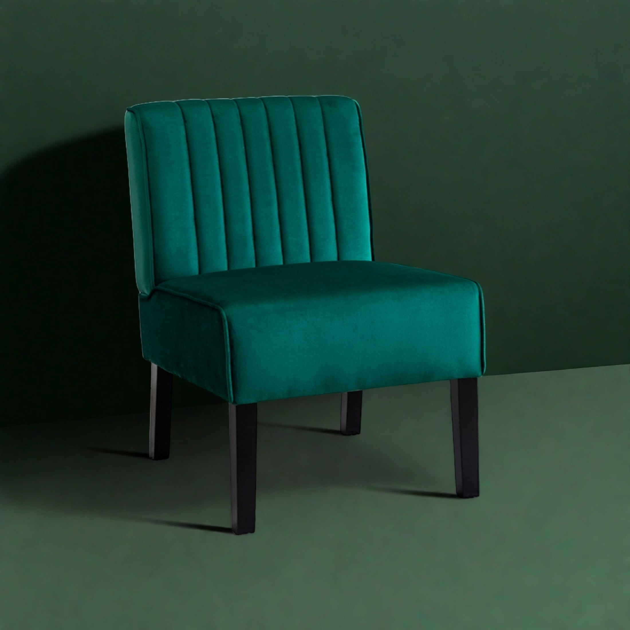 GDF Studio 29.5" Mid-Century Modern Accent Chairs Set of 2 with Channel Tufted Velvet Upholstery, Green