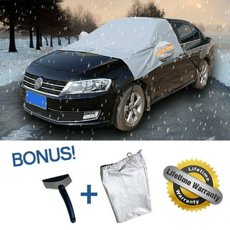 iClover Windshield Snow Cover with Ice Scraper and Free Storage Pouch Car Frost Guard Windshield Snow Cover Protector - Covers Windshield, Wipers and