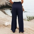 thumbnail image 5 of DENGDENG Wide Leg Work Pants for Women Solid Color with Pockets Loose Fit Summer Pants for Women 2023 Elastic Pleated High Waisted Palazzo Flowy Fall Straight Women Pants Casual Navy M, 5 of 8