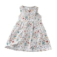 thumbnail image 1 of XASZHN Robe d'Été Décontractée pour Enfants Robe d'Été pour Filles Robe Décontractée de Princesse Sans Manches à Imprimé Floral Robe de Plage en Coton pour Enfants Blanche 3-4 Ans Robes d'Été Décontractées pour Filles, 1 of 3