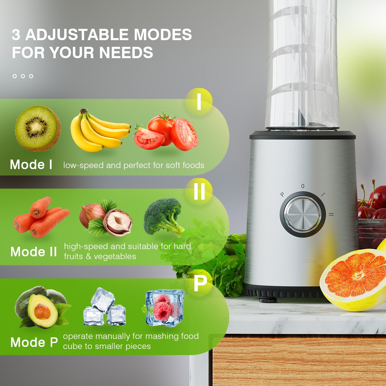 3 Speed Modes Smoothie Blender, Portable Personal Blender for Juice Shakes  and Smoothie, Household Kitchen Countertop Smoothie Maker with 2 BPA-Free  Outdoor Cups and Sharp Blade, Black, D315 