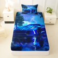 thumbnail image 3 of Manfei Sports Car Twin Sheets,Rainy Woods Bedding,Blue,3 Pieces,1 Fitted Sheet and 1 Pillowcase, 3 of 6