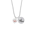 thumbnail image 2 of Delight Jewelry Heart with Red Crystal Heartbeat Silvertone Script Initial Disc - K - Charm Necklace, 20"+3", 2 of 4