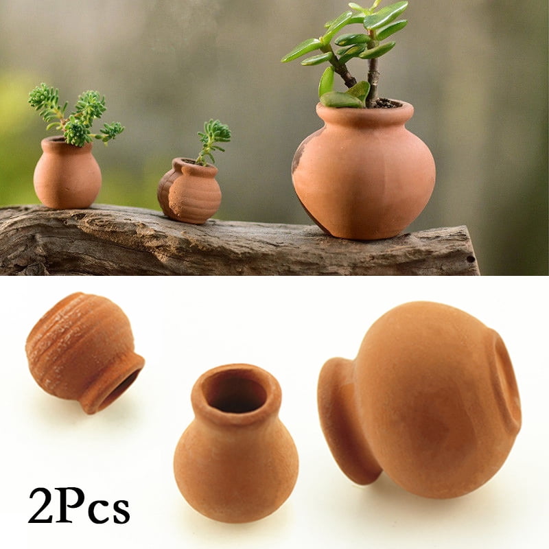 2pcs Mini Flower Pots Clay Plant Pot for Planter Wedding Decoration