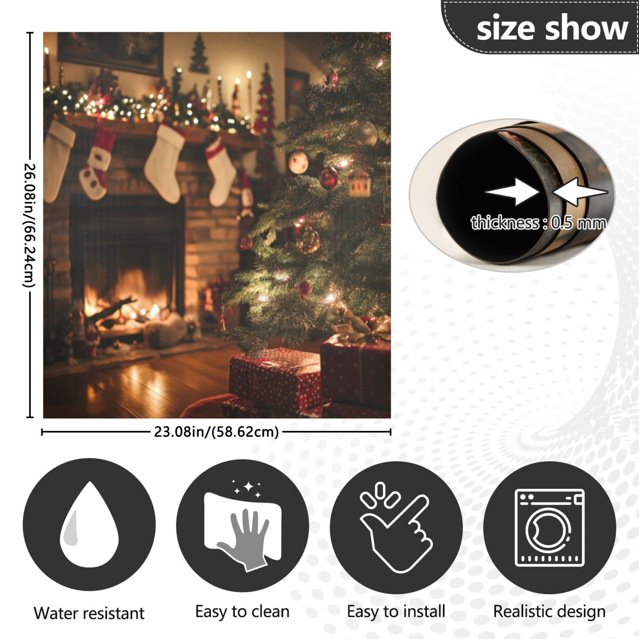 Dishwasher Magnetic Sticker 23x26 Inch Refrigerator Magnetic Sticker Washing Machine Magnetic Sticker Kitchen Panel Magnetic Sticker Home Decor Christmas Fireplace