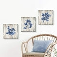 thumbnail image 2 of Blue Plant Leaf Wall Art: Natural Botanical Canvas Artworks Print Painting for Dinging Room (12'''' x 12'''' x 3 Panels), 2 of 6