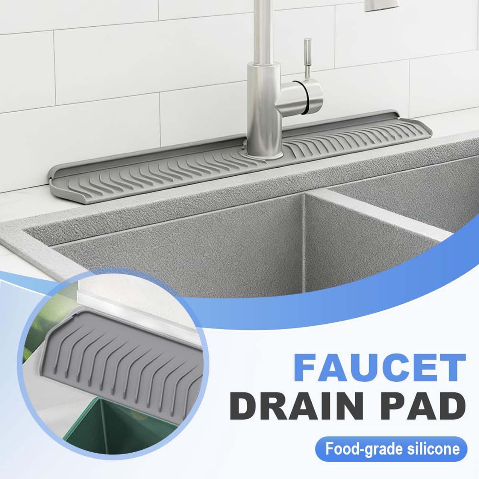 Faucet Drying Pad - 29.9 x 6.5in Splash Guard and Storage Mat, Reusable Sink Protector for Kitchen and Bathroom Countertops(White)