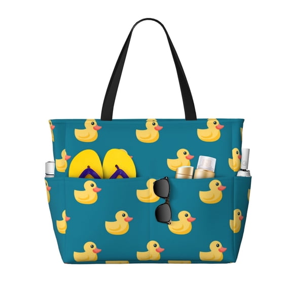Yellow Duck Rubber Ducks Large Capacity Beach Travel Tote Bag Shoulder Handbag for Gym Camping Shopping