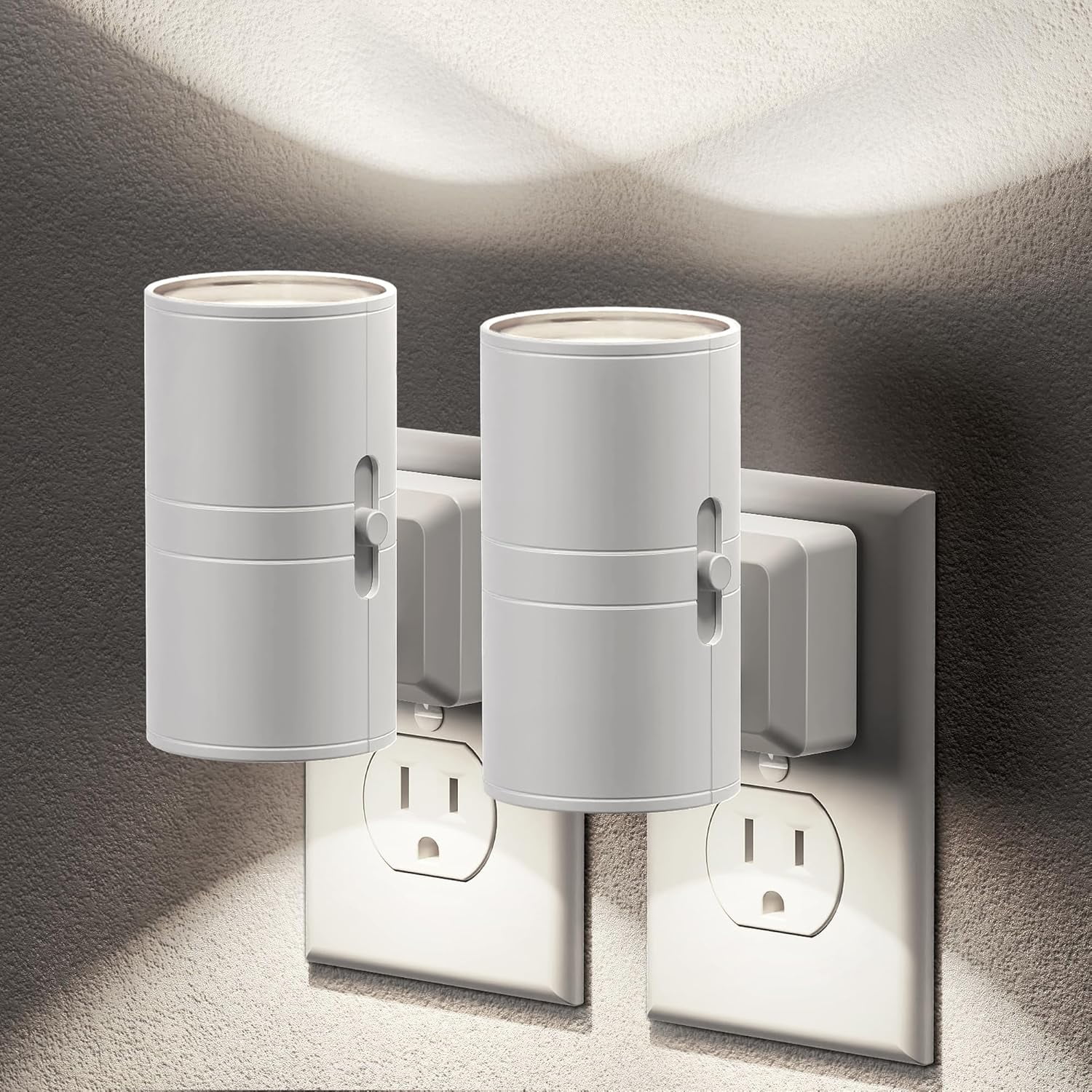 RGHJAR-Night Lights Plug into Wall, Dimmable Night Light Plug in, Modern Night Light Dusk to Dawn Light Sensor, Cool White 5000K, 0-100LM Adjustable Brightness Nightlight for Hallway Bedroom, 2 Pack