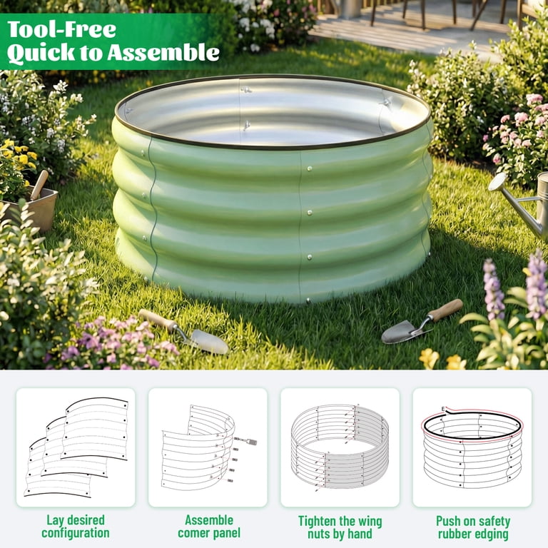 NUGRIART 2x2 ft Galvanized Raised Garden Bed (Set of 3) photo 4