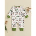 thumbnail image 5 of Kids Toddler Baby Boy Girl Fall Outfit Farm Romper Animal Print Zipper Long Sleeve Jumpsuit Newborn Infant Baby Winter Clothes, 5 of 9