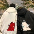 thumbnail image 4 of Sudadera con capucha térmica informal a juego para recién casados Sudadera con capucha de moda Y2k Sudadera con capucha de dinosaurios a juego para parejas Sudadera con capucha con estampado de bolsil, 4 of 5