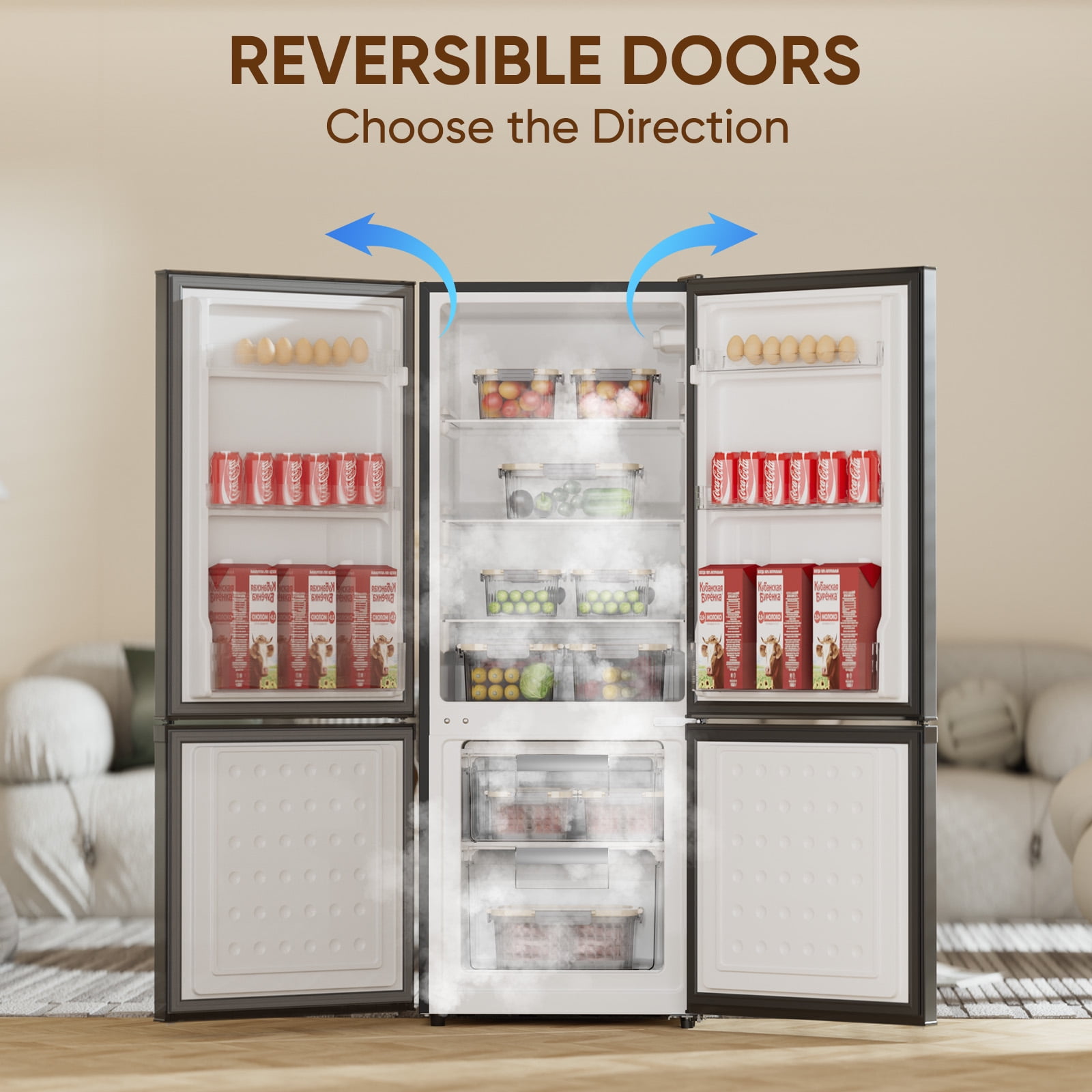 Upstreman 7.1 Cu.ft Bottom Freezer Refrigerator, 2 Door Kitchen Fridge Large Apartment Refrigerator Garage Ready Refrigerator, Black BM71