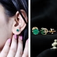 thumbnail image 3 of Rosec Jewels Created Emerald Solitaire Stud Screw Back Earrings for Women - 6 mm Round, 18K Yellow Gold, 3 of 8