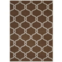 Modway Beltara Chain Link Transitional Trellis 5x8 Area Rug in Dark Tan and Beige