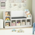 thumbnail image 4 of Gymax Wooden Kids Bookshelf w/Reading Nook Padded Seat Open Cubes Adjustable Shelf, 4 of 9