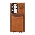 thumbnail image 7 of Wallet Back Case for Samsung Galaxy S22 Ultra with Wrist Strap, Stylish Magnetic Card Holder Finger Ring Kickstand PU Leather Lanyard Shockproof Slim Phone Case for Samsung Galaxy S22 Ultra, Brown, 7 of 7