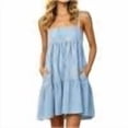 thumbnail image 7 of Snorda Women's Striped Dress Summer Round Neck Sleeveless Striped Solid Color Casual Dress Flowy Sundress Ideal for Daily Wear Beach Vacation & Party, 7 of 7