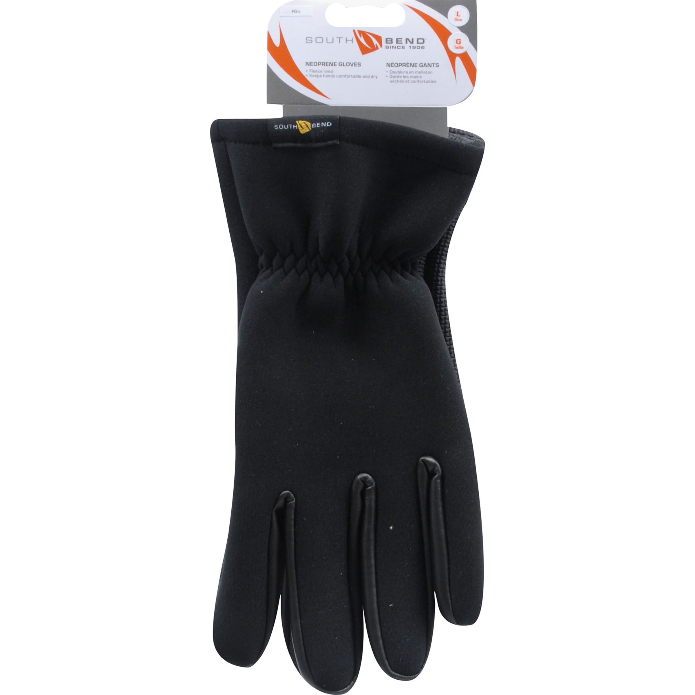 South Bend Fleece-lined Neoprene Fishing Gloves Ice Gear, Black, Unisex,  Large 