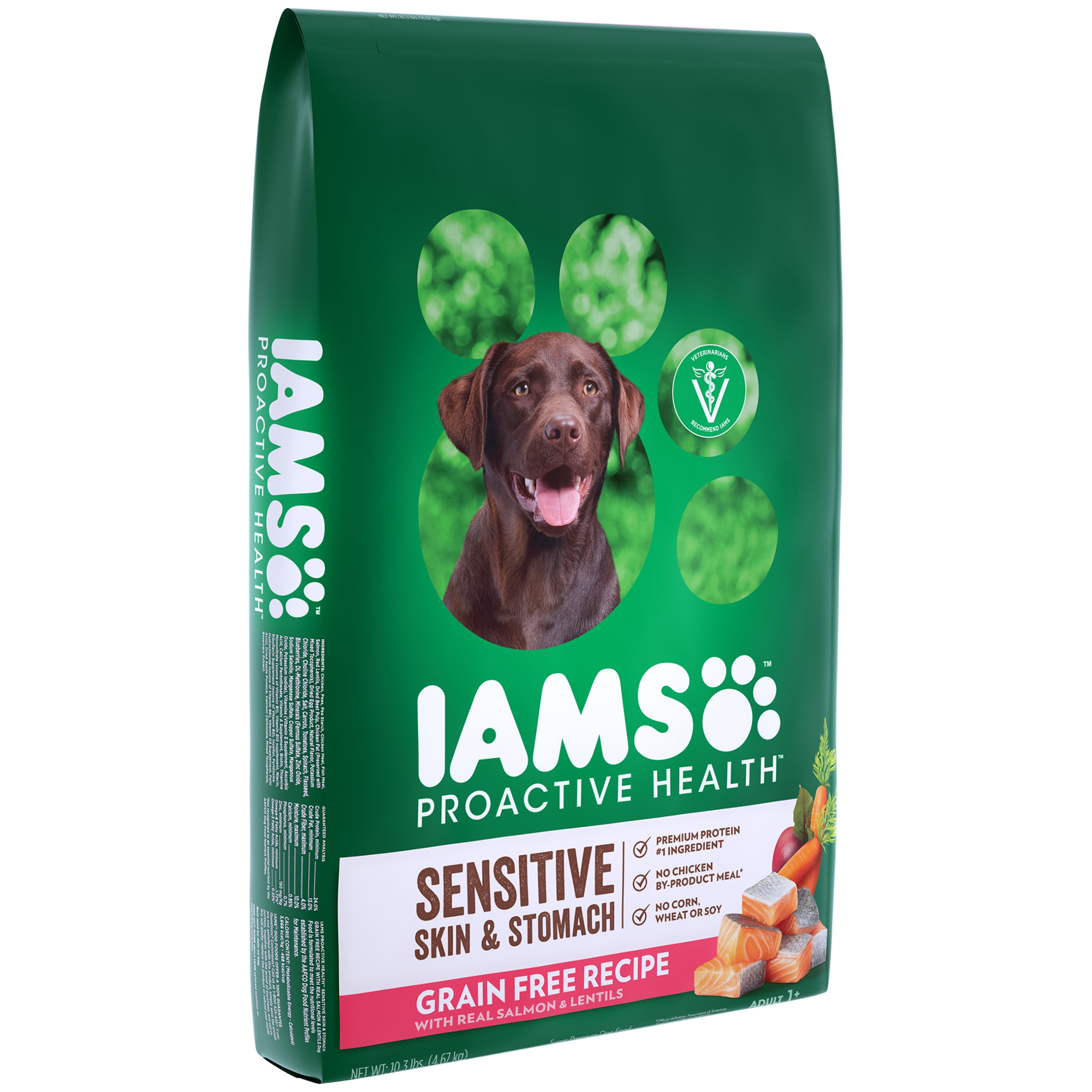 IAMS PROACTIVE HEALTH Sensitive Skin Stomach Grain Free Dry Dog Food with Real Salmon and Red Lentils 10.3 lb. Bag Walmart