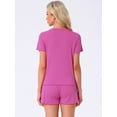 thumbnail image 4 of DARING DIVA Ribbed Knit Pajama Set Soft Short Sleeve Top XL Rose, 4 of 7