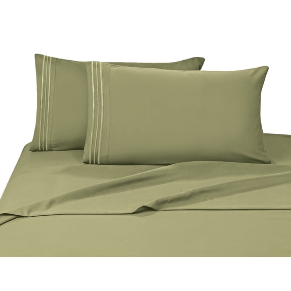 Elegant Comfort 4 Piece Bed Sheets Polyester King Green Solid 1500 Thread Count