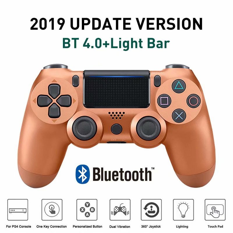 Game Controller Handle Gamepad For PS4 Bluetooth Controller Dual Vibration High Sensitivity Touchpad 3.5mm Audio Jack LED Light Bar Bluetooth Joystick for PlayStation 4 Coppery