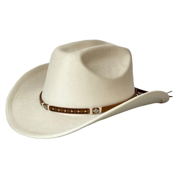 RUINIXCW Western Cowboy Hat for Men Women Cowgirl Hat Classic Felt Roll Up Fedora Hat with Leather Buckle Belt Wide Brim Jazz Hat Themed Party Cap Wedding Party Costume