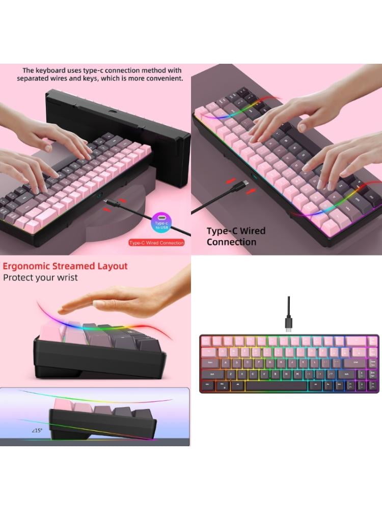 Gasket Mount Wireless Mechanical Keyboard RGB Backlit Hot Swappable Switch 8000mAh Battery PBT Keycaps Ergonomic Design