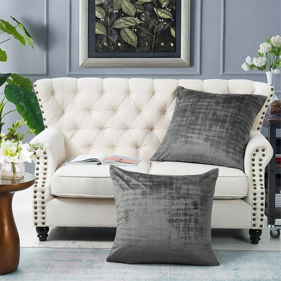 Home Soft Things Textured Velvet 2 Piece Pillow Shell Set - Steeple Gray - 26" x 26"