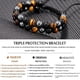 thumbnail image 3 of Pulsera de protección triple YONGSHENG obsidiana negra ojo de tigre genuino cuentas de hematita 8 mm, 3 of 5