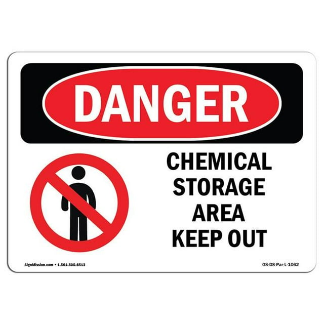 SignMission OS-DS-A-1218-L-1062 12 x 18 in. OSHA Danger Sign - Chemical Storage Area Keep Out