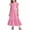 Pink, variant on Extra Long Dress for Girls - Pleated Short Sleeve Round Neck Layered Flowy Gown with Pockets, Casual Summer Dress for School and